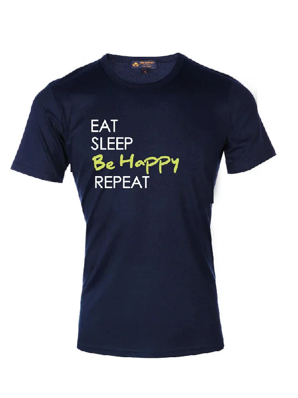 TCL Eat Sleep Be Happy Repeat Slogan Navy T-shirt