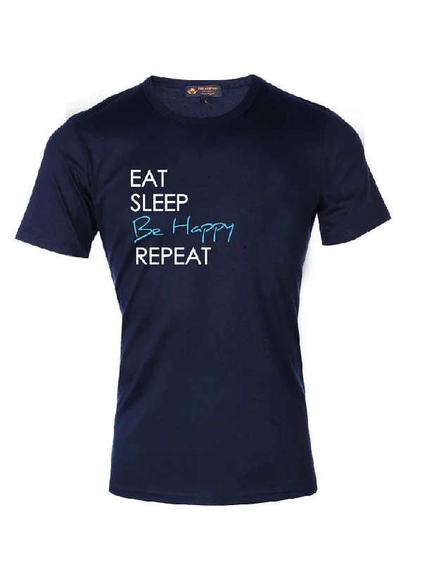 TCL Eat Sleep Be Happy Repeat Slogan Navy T-shirt