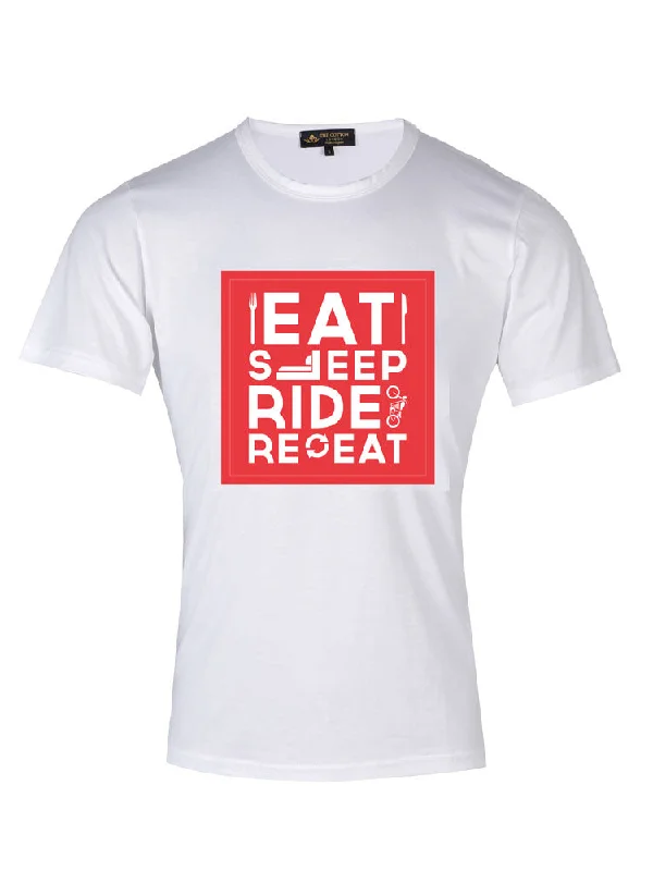 TCL Eat Sleep Ride Repeat Slogan Red T-shirt