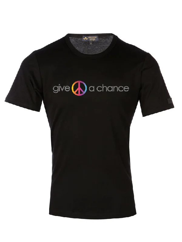 TCL Give Peace a Chance Slogan Black T-shirt