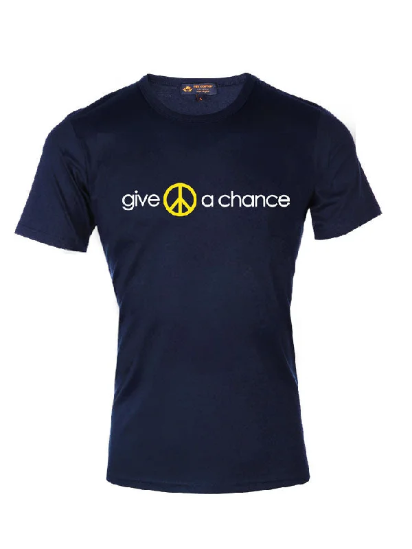 TCL Give Peace a Chance Slogan Navy & Yellow T-shirt