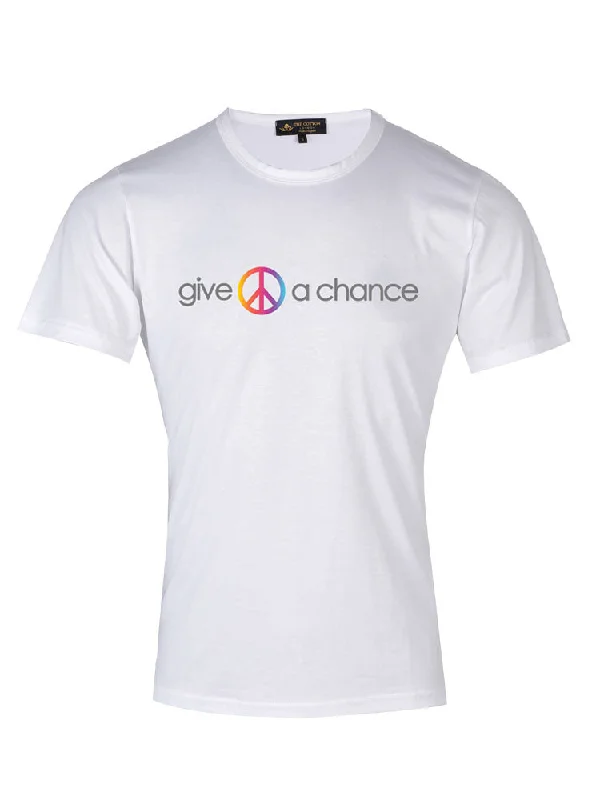 TCL Give Peace a Chance Slogan White T-shirt