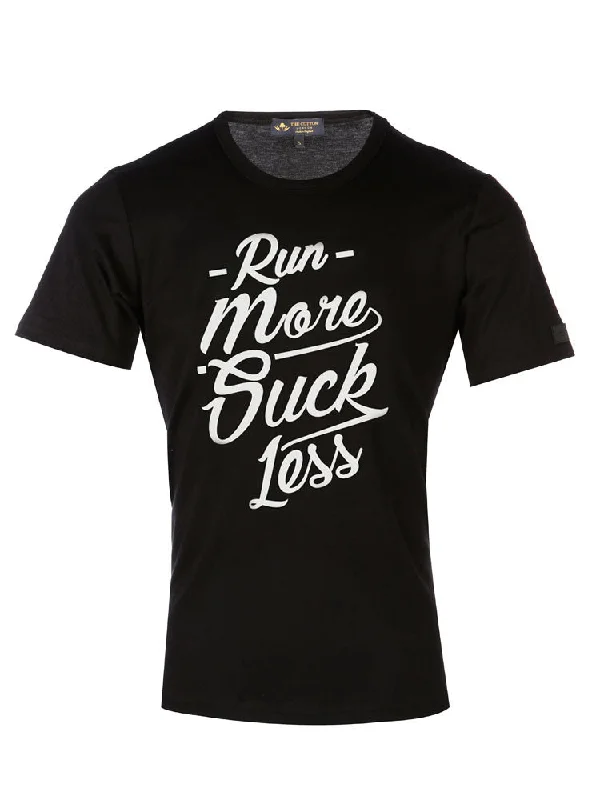 TCL Run More Suck Less Slogan Black T-shirt