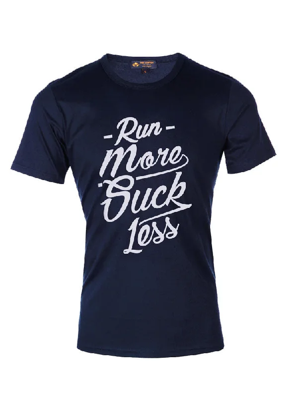 TCL Run More Suck Less Slogan Navy T-shirt