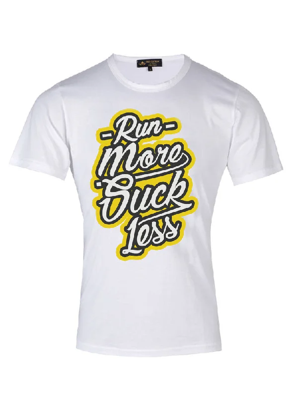 TCL Run More Suck Less Slogan White & Yellow T-shirt