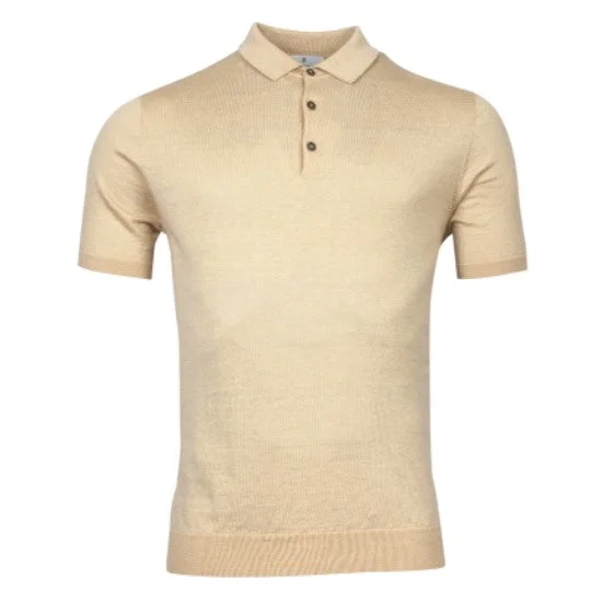 ID50158-Thomas Maine Sand Knitted Linen Polo