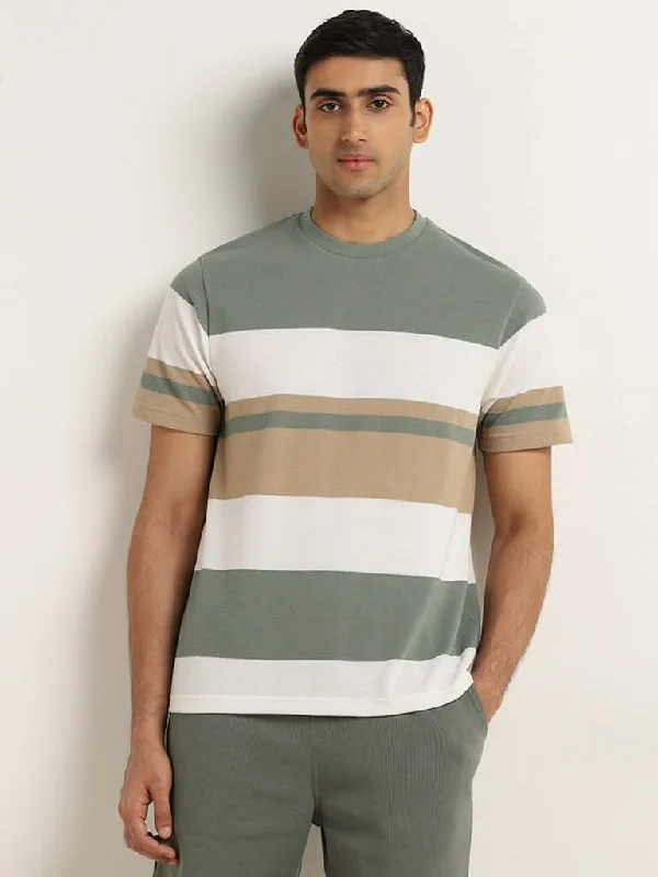 WES Lounge Sage Colour-Blocked Relaxed-Fit T-Shirt