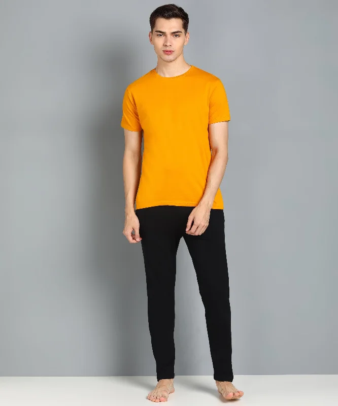 Mens Top&Pyjama Co-ord Set Mustard&Black