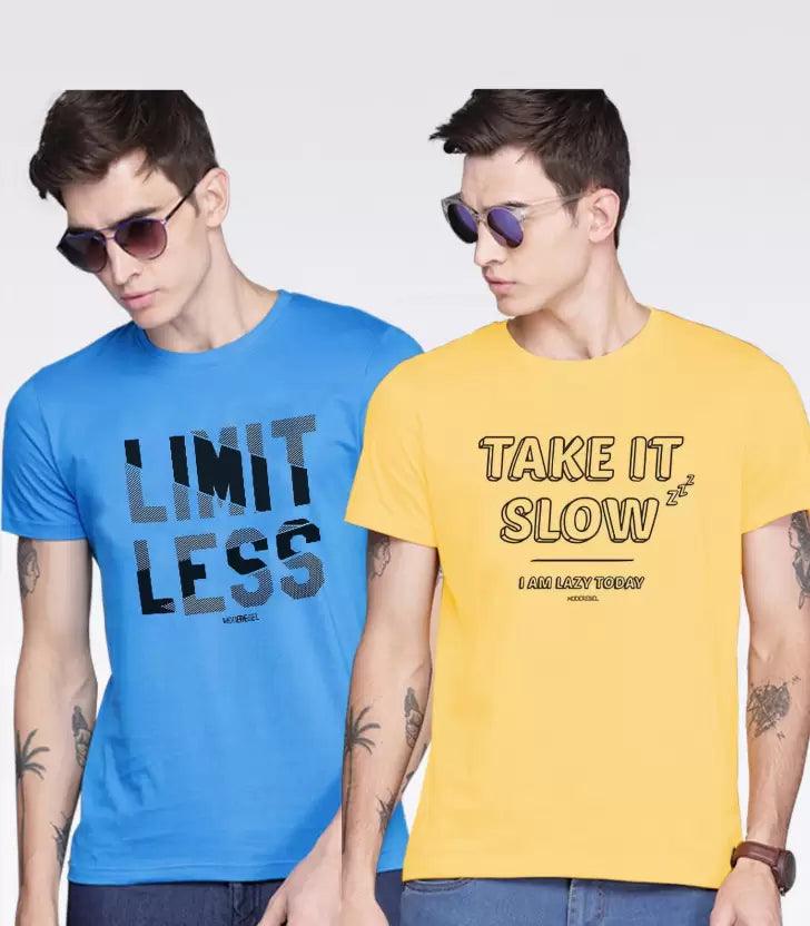 Young Trendz Mens Printed Halfsleeve Tshirt (BLUE,YELLOW)