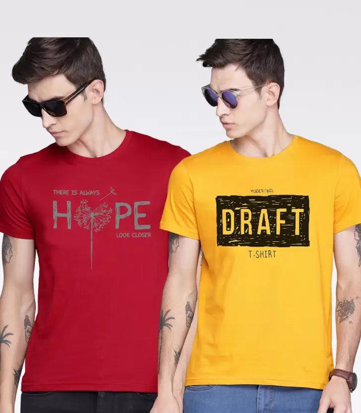 Young Trendz Mens Printed round neck Halfsleeve Tshirt (RED & YELLO)