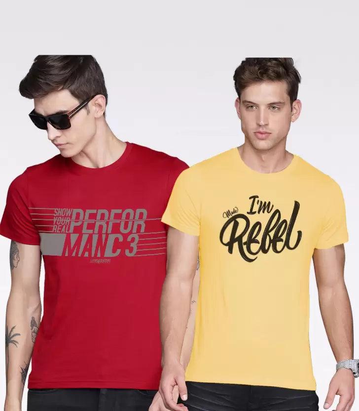 Young Trendz Mens Printed round neck Halfsleeve Tshirt (RED&YELLOW)