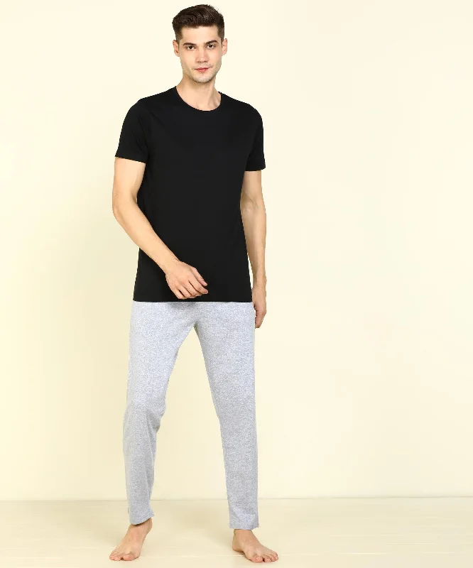 Mens Tee & Pyjama - Black & Gray Co-ord Set