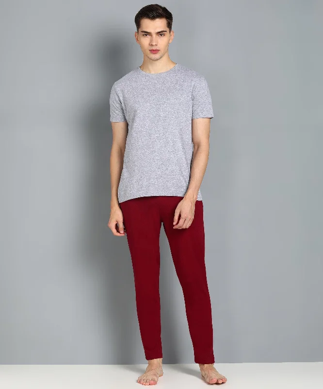 Mens Tee & Pyjama - Gray&Maroon Co-ord Set